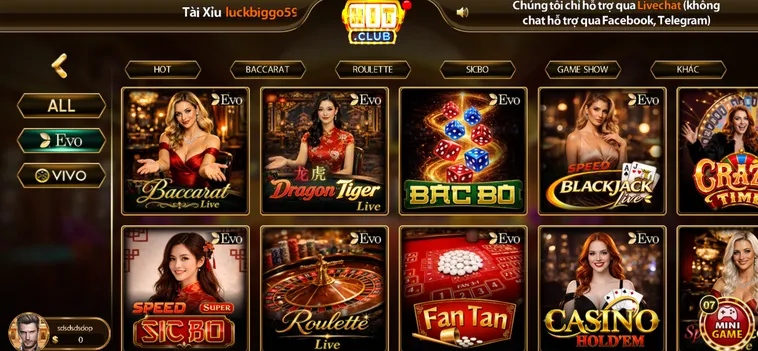 Đa Dạng Trò Chơi Tại LiveStream Casino HitClub Uy Tín Bậc Nhất Hiện Nay